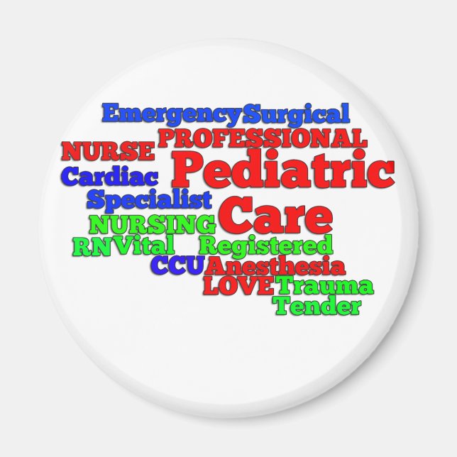 PEDIATRIC CARE NURSE WORDS SCRAMBLE MAGNET (Front)