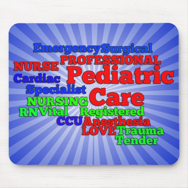 PEDIATRIC CARE NURSE WORDS SCRAMBLE MOUSE PAD (Front)