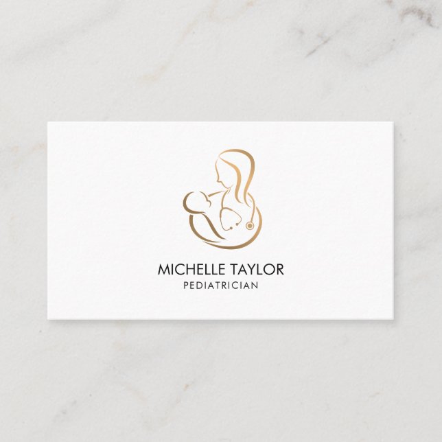 Pediatric Child Care Stethoscope Nurse Baby Doctor Business Card (Front)