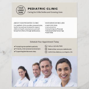 Pediatric Clinic Doctor Logo QR Neutral Beige Flyer