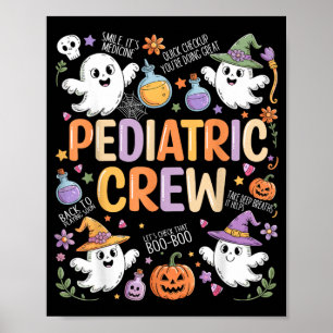 Pediatric Crew Spooky Ghost Peds Nurse Halloween Poster