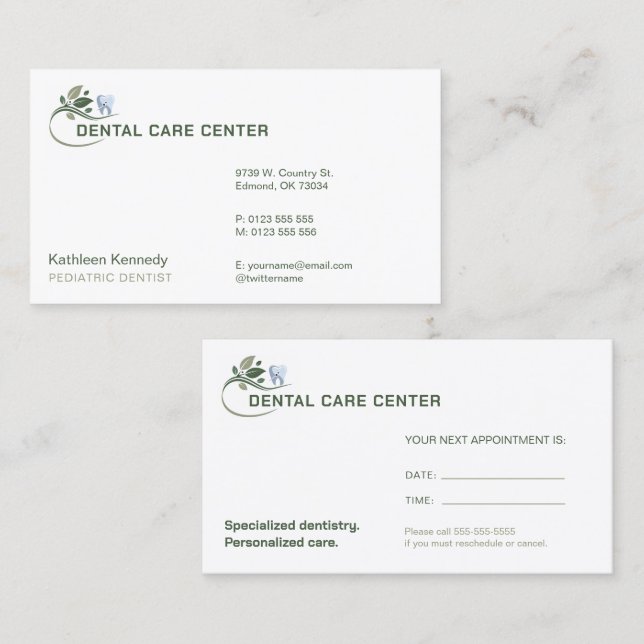 Pediatric Dentist | Dental Practice Appointment Card (Front/Back)