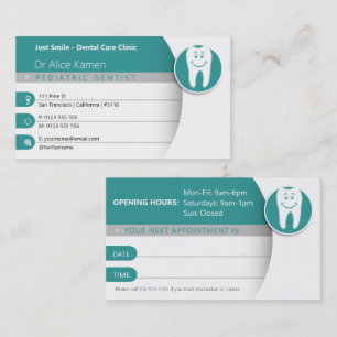 Pediatric Dentist   Dental Practice Aqu Business Card
