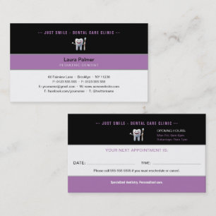 Pediatric Dentist   Dental Practice Lavender Busin Business Card