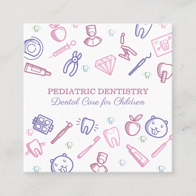 Pediatric Dentistry Dental Care for Childs Square Business Card (Front)