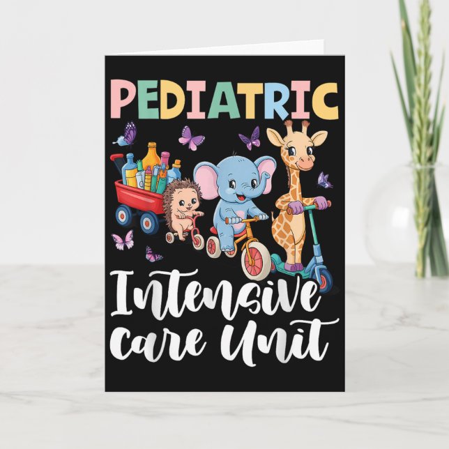 Pediatric Intensive Care Unit Cute Animals Groovy  Card (Front)