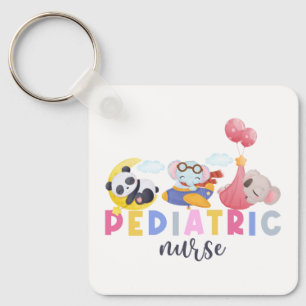 Pediatric Nurse Animal Safari Zoo Peds Nurse Nursi Keychain