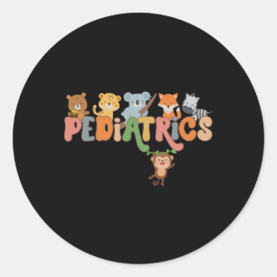 Pediatric Nurse Animals Peds Nurse Crew School Nur Classic Round Sticker