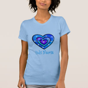 Pediatric Nurse Artsy Blue Heart Design Gifts T-Shirt