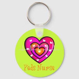 Pediatric Nurse Artsy Pink Heart Design Keychain