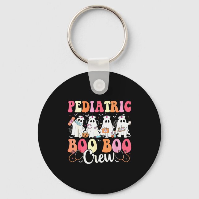 Pediatric Nurse Boo Boo Crew Ghost Nurse Halloween Keychain (Front)