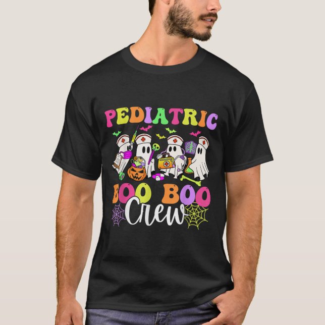 Pediatric Nurse Boo-boo Crew Ghost Nurse Halloween T-Shirt (Front)