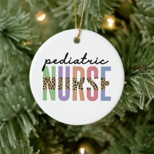 Pediatric Nurse Cheetah print Ceramic Ornament 