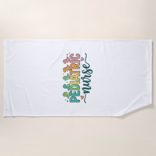 Pediatric Nurse Dinosaur Vintage Style Shirt Desig Beach Towel
