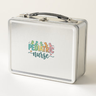 Pediatric Nurse Dinosaur Vintage Style Shirt Desig Metal Lunch Box