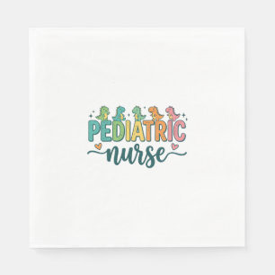 Pediatric Nurse Dinosaur Vintage Style Shirt Desig Napkin