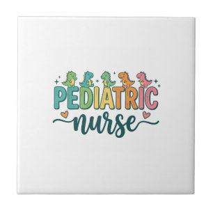 Pediatric Nurse Dinosaur Vintage Style Shirt Desig Tile