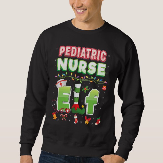 Pediatric Nurse Elf Christmas Light Sweater Ugly M (Front)