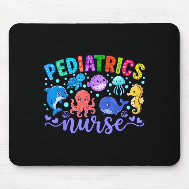 Pediatric Nurse Fish Ocean Animals Sea Crew Mouse Pad (Front)