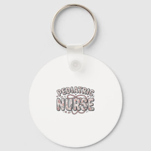 Pediatric Nurse Floral Vintage Engraving Design_1 Keychain