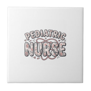 Pediatric Nurse Floral Vintage Engraving Design_1 Tile