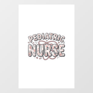 Pediatric Nurse Floral Vintage Engraving Design_1 Window Cling