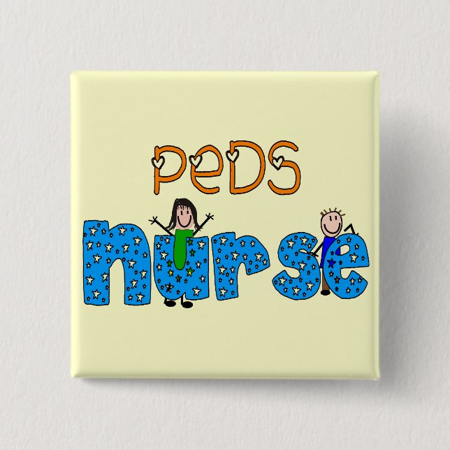 Pediatric Nurse Gifts 2 Inch Square Button (Front)