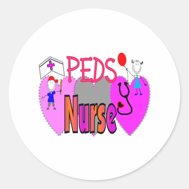 Pediatric Nurse Gifts, Unique Fun Designs Classic Round Sticker (Front)