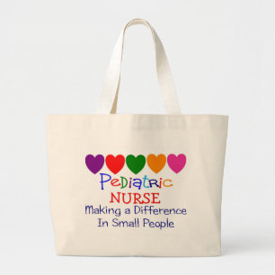 Pediatric Nurse MAKING A DIFFERENCE SMALL PEOPLE Large Tote Bag