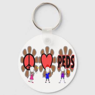 Pediatric Nurse--"Peace Love Pediatrics" Cute Keychain