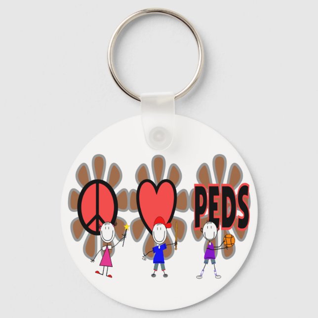 Pediatric Nurse--"Peace Love Pediatrics" Cute Keychain (Front)