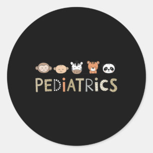 Pediatric Nurse Pediatrician Peds Cute Animals Nur Classic Round Sticker