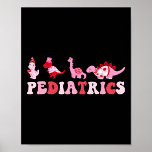 Pediatric Nurse Peds Nursing Cute Dinosaurs Valent Poster