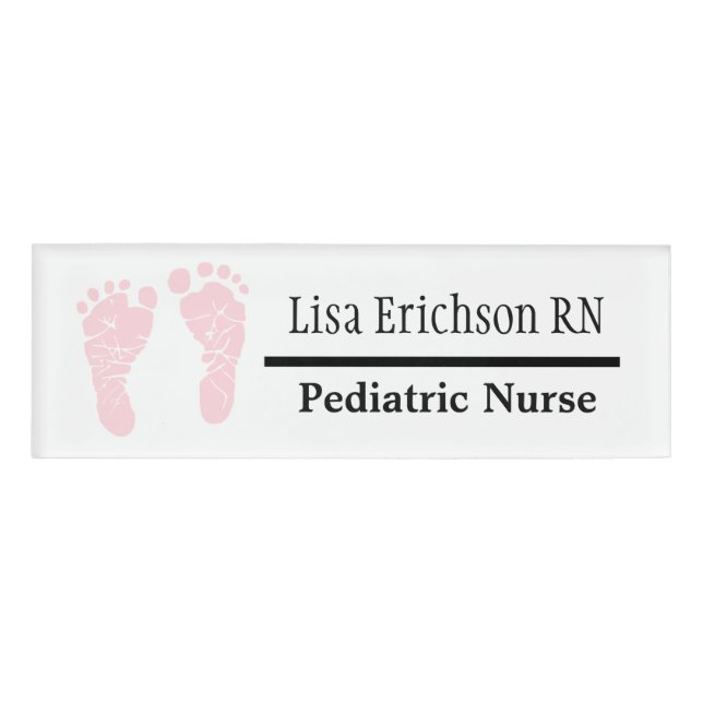 Pediatric Nurse Pink Name Tag Personalized (Front)