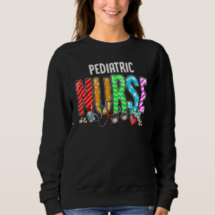Pediatric Nurse Plaid Red Love Heart Stethoscope N Sweatshirt