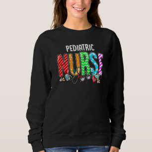 Pediatric Nurse Plaid Red Love Heart Stethoscope N Sweatshirt
