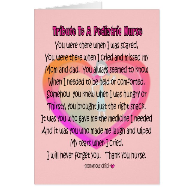Pediatric Nurse Poem Gifts (Front)