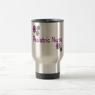 Pediatric Nurse Purple Flowers Travel Mug
