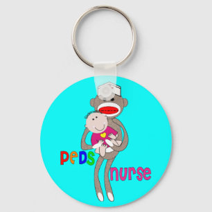 Pediatric Nurse Sock Monkey Design Keychain