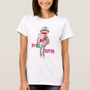Pediatric Nurse Sock Monkey Design T-Shirt