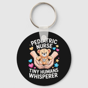 Pediatric Nurse Tiny Humans Whisperer RN Gift Keychain