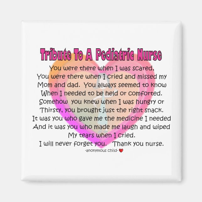 Pediatric Nurse Tribute  Magnet (Front)