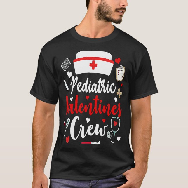 Pediatric Nurse Valentines Crew  Valentines Day Nu T-Shirt (Front)