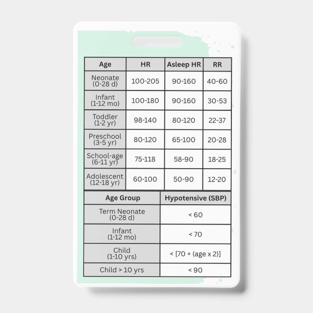 Pediatric Nurse Vital Signs Badge Buddy (Front)