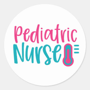Pediatric Nurse word art Classic Round Sticker