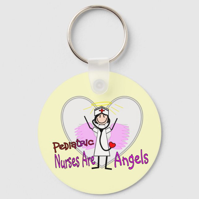 Pediatric Nurses are Angels Keychain (Front)