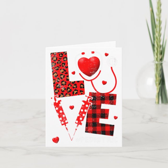 Pediatric Peds Nurse Valentines Day Love Heart Ste Card (Front)