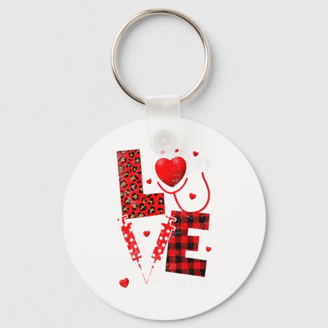 Pediatric Peds Nurse Valentines Day Love Heart Ste Keychain (Front)