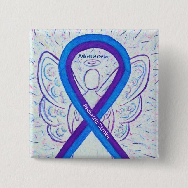 Pediatric Stroke Awareness Ribbon Angel Pin (Front)