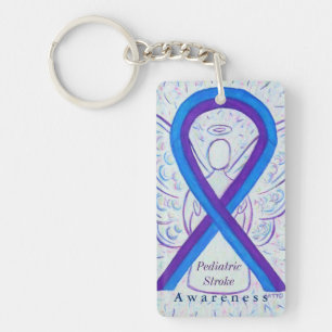 Pediatric Stroke Awareness Ribbon Custom Keychain